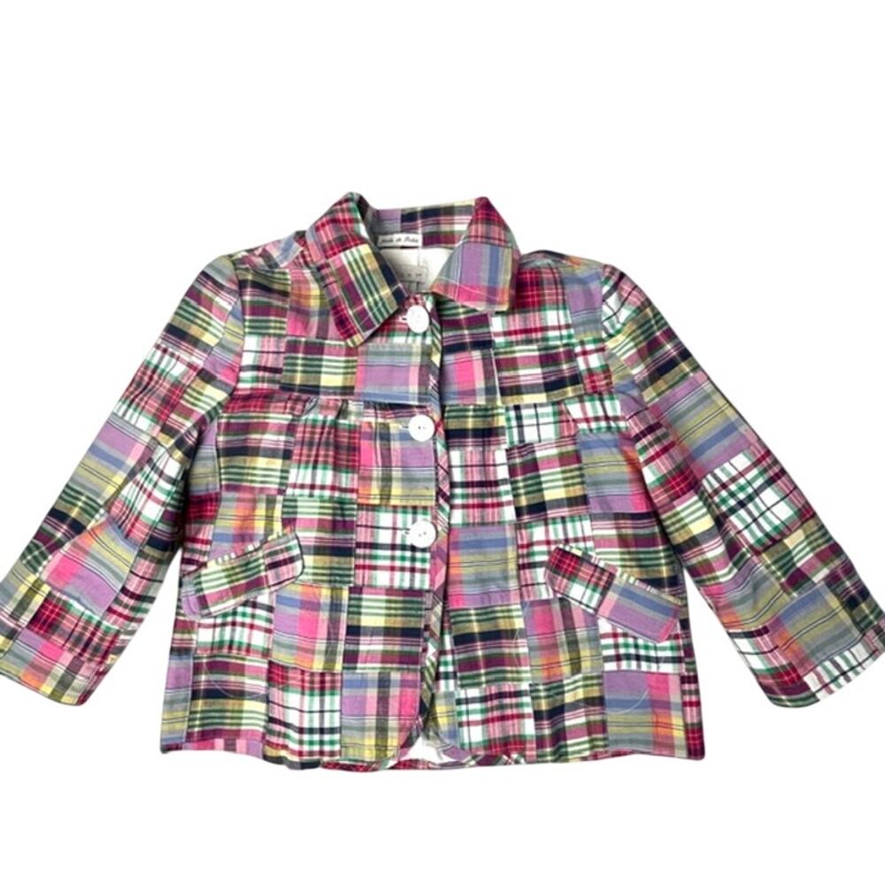 Vintage Tweeds Madras Patchwork Plaid Jacket Women's Small Preppy 90s India